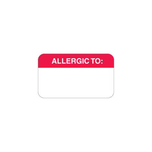 MAP1000 ALLERGIC TO:- Red/White 1-1/2" X 7/8" (Roll of 250)