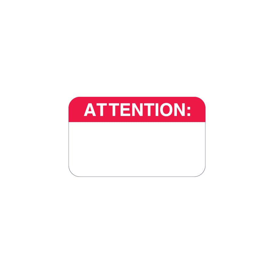 MAP1010 ATTENTION- Red/White, 1-1/2" X 7/8"- Roll of 250