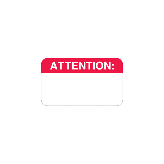 MAP1010 ATTENTION- Red/White, 1-1/2" X 7/8"- Roll of 250
