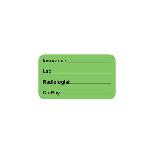 MAP1100 INSURANCE- Fluorescent Green 1-1/2" X 7/8" (Roll of 250)