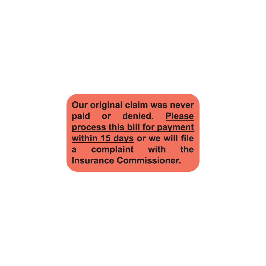 MAP1150 OUR ORIGINAL CLAIM- Fluorescent Red 1-1/2" X 7/8" (Roll of 250)