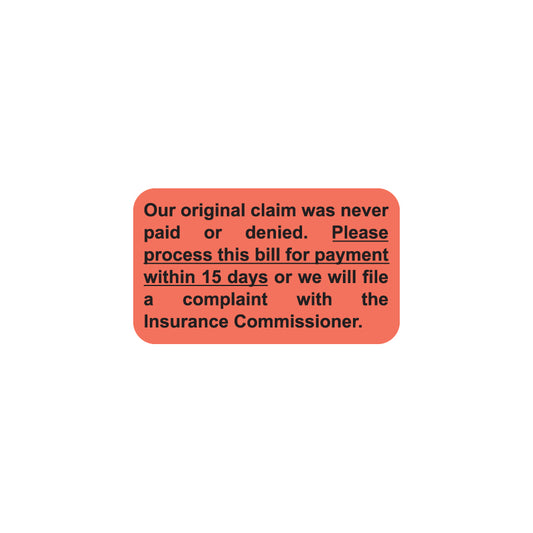 MAP1150 OUR ORIGINAL CLAIM- Fluorescent Red 1-1/2" X 7/8" (Roll of 250)