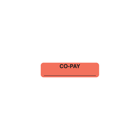 MAP122 CO-PAY- Fluorescent Red 1-1/4" X 5/16"- Roll of 500