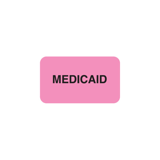 MAP1340 MEDICAID- Fluorescent Pink 1-1/2" X 7/8" (Roll of 250)