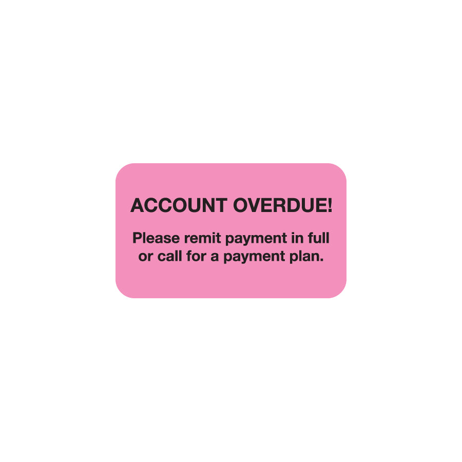 MAP1380 ACCOUNT OVERDUE!- Fluorescent Pink 1-1/2" X 7/8" (Roll of 250)