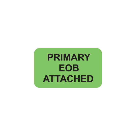 MAP1480 PRIMARY EOB ATTACHED- Fluorescent Green 1-1/2" X 7/8" (Roll of 250)