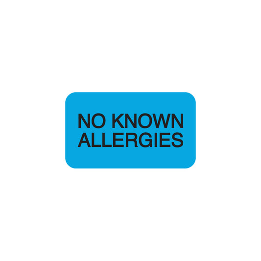 MAP1510 NO KNOWN ALLERGIES- Lt Blue 1-1/2" X 7/8" (Roll of 250)