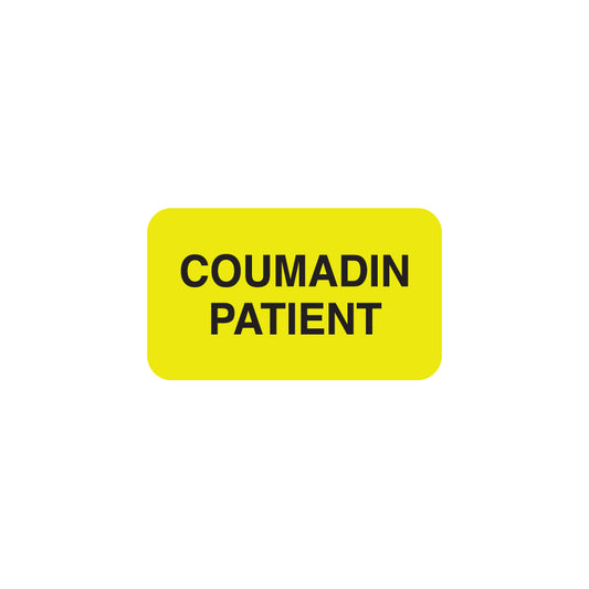 MAP1590 COUMADIN PATIENT- Fluorescent Chartreuse 1-1/2" X 7/8" (Roll of 250)