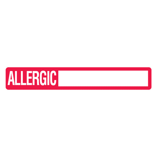 MAP167 ALLERGIC- Red/White 6-1/2" X 1" (Roll of 100)