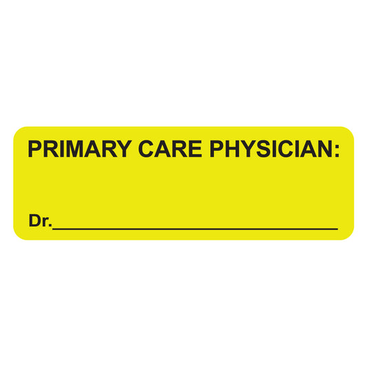 MAP2220 PRIMARY CARE PHYSICIAN- Fluorescent Chartreuse 3" X 1" (Roll of 250)