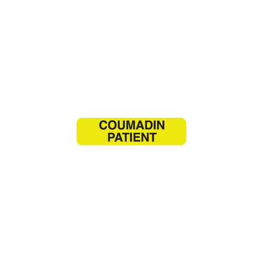 MAP228 COUMADIN PATIENT- Fluorescent Chartreuse 1-1/4" X 5/16"- Roll of 500