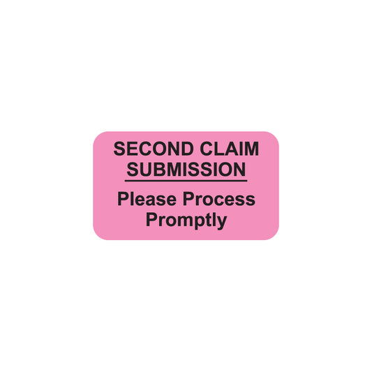 MAP2710 SECOND CLAIM- Fluorescent Pink 1-1/2" X 7/8" (Roll of 250)