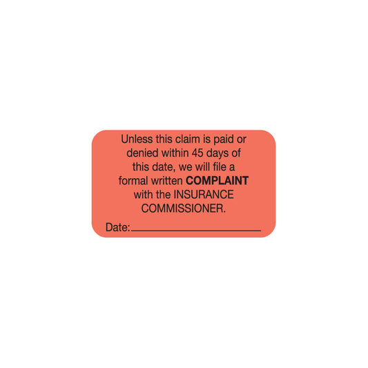 MAP2770 UNLESS THIS CLAIM- Fluorescent Red 1-1/2" X 7/8" (Roll of 250)