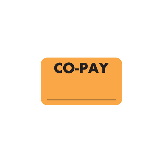 MAP2890 CO-PAY- Fluorescent Orange 1-1/2" X 7/8" (Roll of 250)