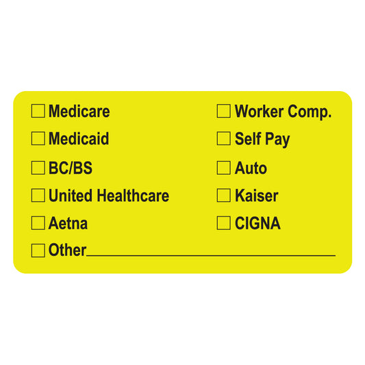 MAP2940 INSURANCE CHECK BOXES- Fluorescent Chartreuse 3-1/4" X 1-3/4" (Roll of 250)