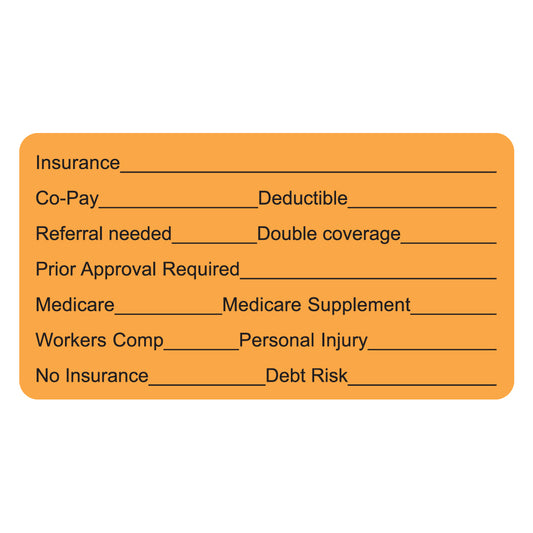 MAP2950 INSURANCE- Fl Orange 3-1/4" X 1-3/4" (Roll of 250)