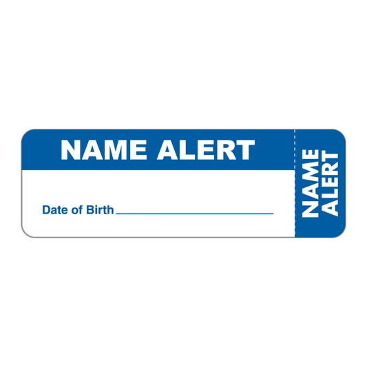 MAP3110 NAME ALERT- White/Blue 3" X 1" (Roll of 250)