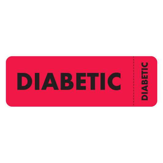 MAP3120 DIABETIC- Red 3" X 1" (Roll of 250)