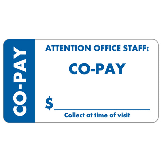 MAP3150 CO-PAY- White/Blue 3-1/4" X 1-3/4" (Roll of 250)