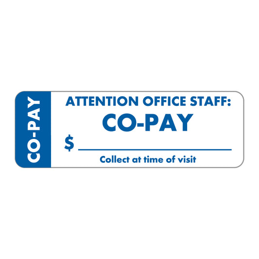 MAP3160 CO-PAY- White/Blue 3" X 1" (Roll of 250)
