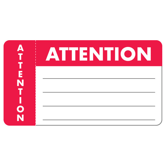 MAP3200 ATTENTION- Red/White 3-1/4" X 1-3/4" (Roll of 250)
