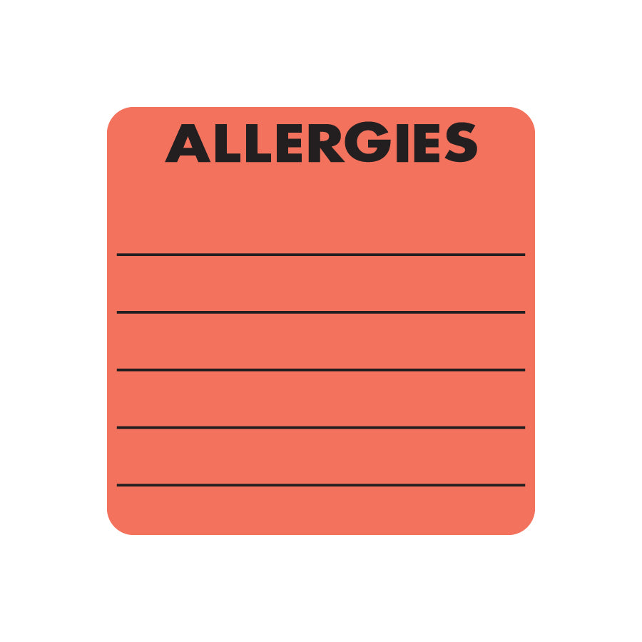 MAP3220 ALLERGIES- Fluorescent Red 2" X 2" (Roll of 250)
