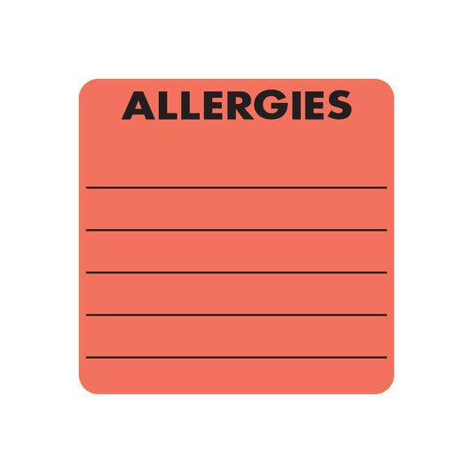 MAP3220 ALLERGIES- Fluorescent Red 2" X 2" (Roll of 250)