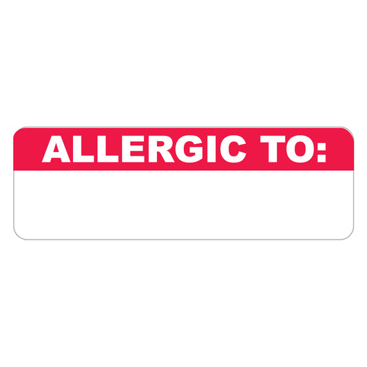 MAP3290 ALLERGIC TO- Red/White 3" X 1"- Roll of 250