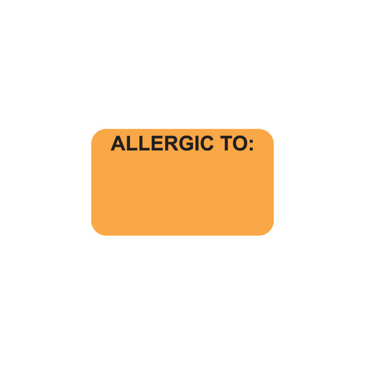 MAP3320 ALLERGIC TO:- Fluorescent Orange 1-1/2" X 7/8"- Roll of 250