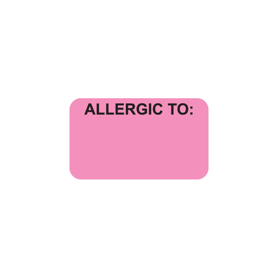 MAP3350 ALLERGIC TO:- Fluorescent Pink 1-1/2" X 7/8" (Roll of 250)