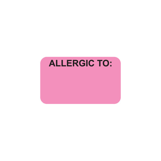 MAP3350 ALLERGIC TO:- Fluorescent Pink 1-1/2" X 7/8" (Roll of 250)