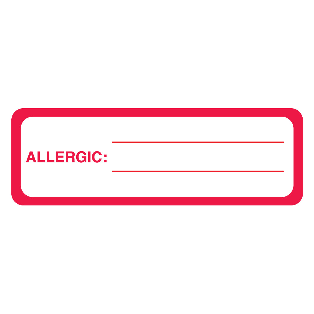 MAP3360 ALLERGIC- Red/White 3" X 1"- Roll of 250