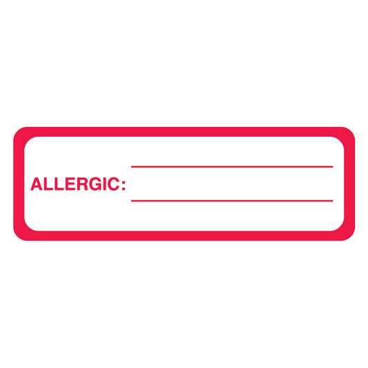 MAP3360 ALLERGIC- Red/White 3" X 1"- Roll of 250