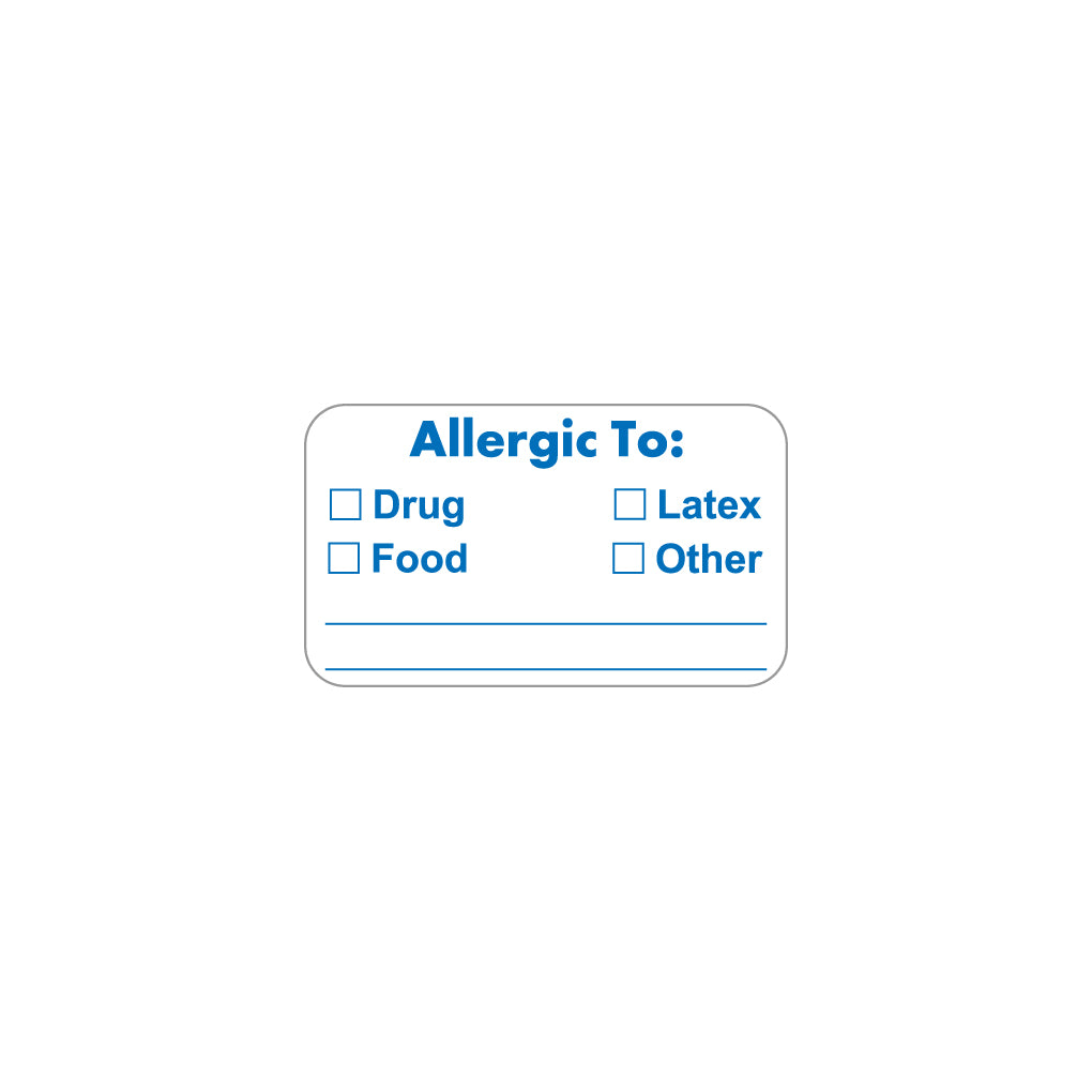 MAP3370 ALLERGIC TO:- White 1-1/2" X 7/8" (Roll of 250)