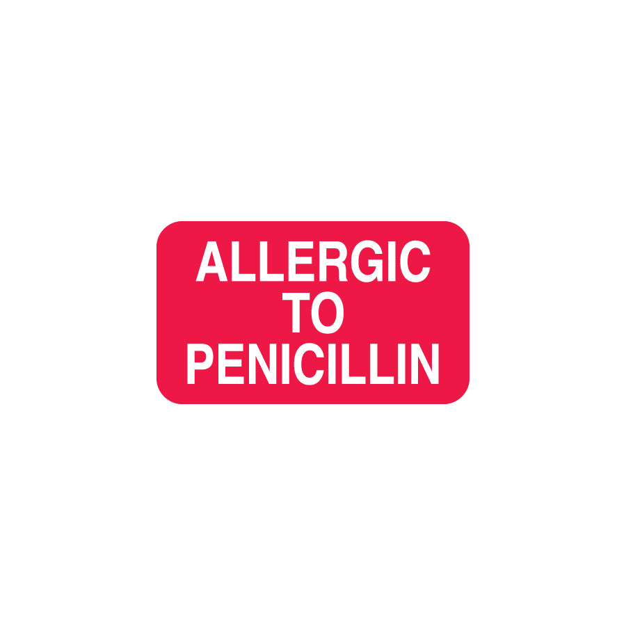 MAP3380 ALLERGIC TO PENICILLIN- Red/White 1-1/2" X 7/8" (Roll of 250)