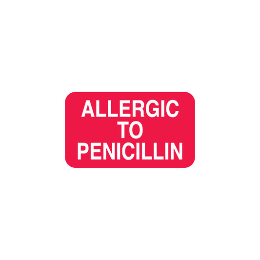 MAP3380 ALLERGIC TO PENICILLIN- Red/White 1-1/2" X 7/8" (Roll of 250)