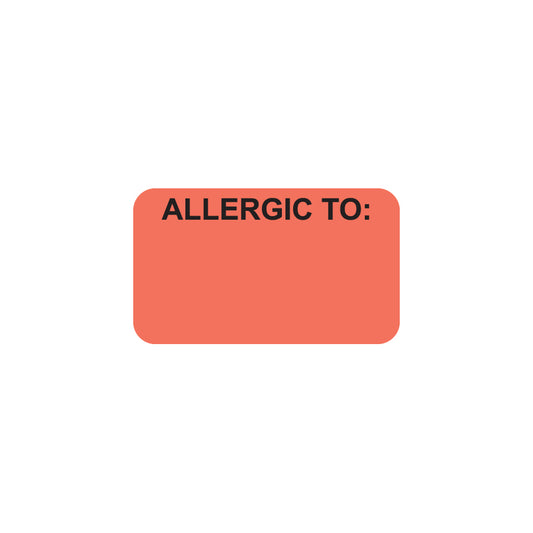 MAP3390 ALLERGIC TO:- Fluorescent Red 1-1/2" X 7/8" (Roll of 250)