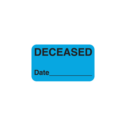 MAP3560 DECEASED- Lt. Blue 1-1/2" X 7/8" (Roll of 250)