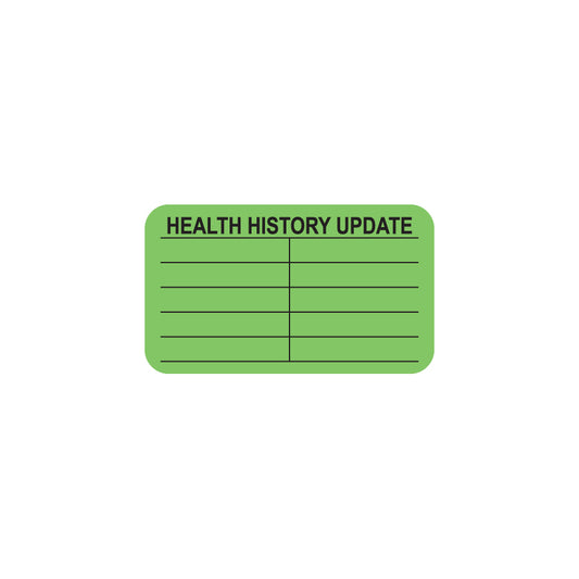 MAP3570 HEALTH HISTORY- Fluorescent Green 1-1/2" X 7/8" (Roll of 250)
