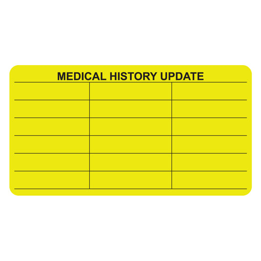 MAP3600 MEDICAL HISTORY- Fluorescent Chartreuse 3-1/4" X 1-3/4" (Roll of 250)