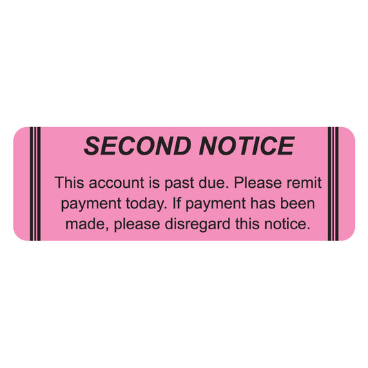 MAP4450 SECOND NOTICE- Fluorescent Pink 3" X 1" (Roll of 250)