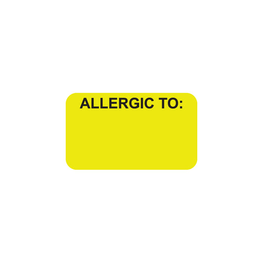 MAP4910 ALLERGIC TO- Fluorescent Chartreuse 1-1/2" X 7/8" (Roll of 250)