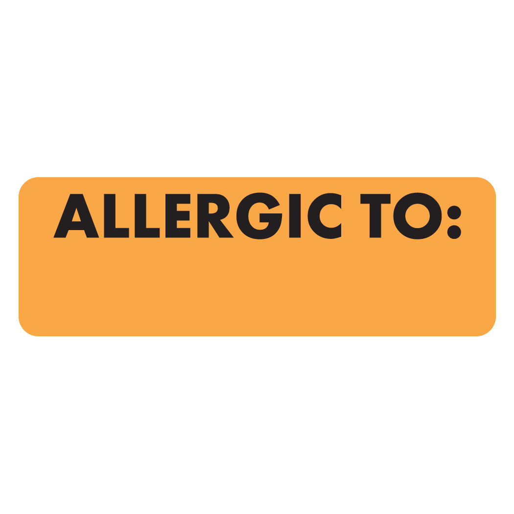 MAP4940 ALLERGIC TO- Fluorescent Orange 3" X 1" (Roll of 250)