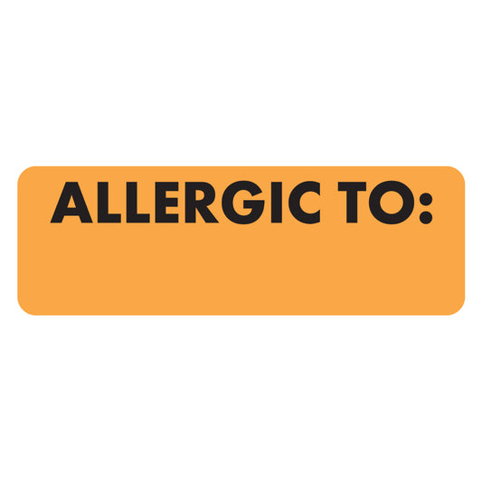 MAP4940 ALLERGIC TO- Fluorescent Orange 3" X 1" (Roll of 250)