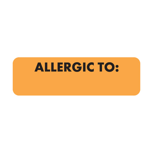 MAP496 ALLERGIC TO- Fluorescent Orange 2 1/2" X 3/4" (Roll of 300)