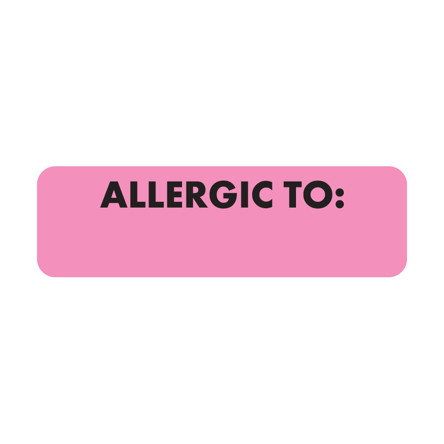 MAP497 ALLERGIC TO:- Fluorescent Pink 2 1/2" X 3/4" (Roll of 300)