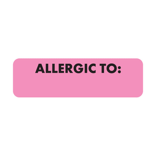 MAP497 ALLERGIC TO:- Fluorescent Pink 2 1/2" X 3/4" (Roll of 300)