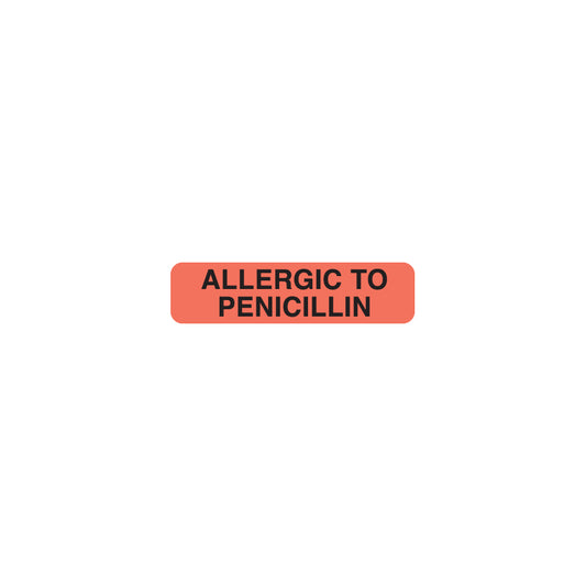 MAP507 ALLERGIC TO PENICILLIN- Fluorescent red 1-1/4" X 5/16"- Roll of 500