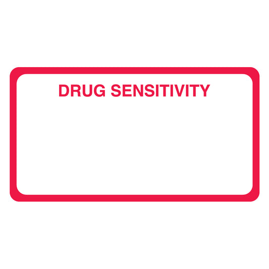 MAP5160 DRUG SENSITIVITY- Red/White 3-1/4" X 1-3/4"- Roll of 250