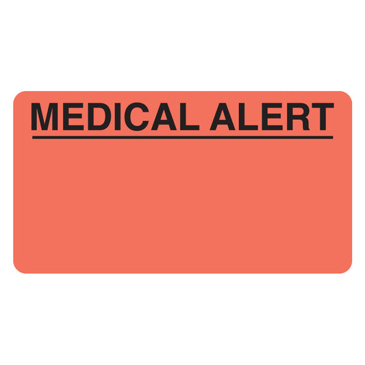 MAP5180 MEDICAL ALERT- Fluorescent Red, 3-1/4" X 1-3/4" (Roll of 250)